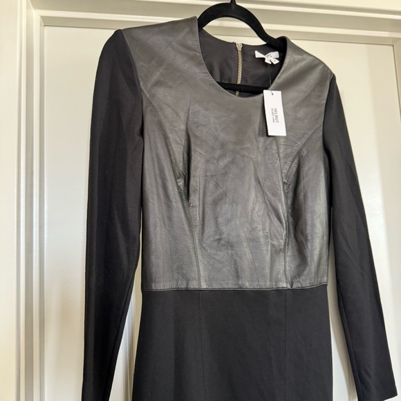 NWT! Helmut Lang Faux Leather Bodycon Little Black Dress LBD Medium - Picture 10 of 12